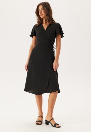 VILA Vilovie S/S Wrap Midi Dress Black 42