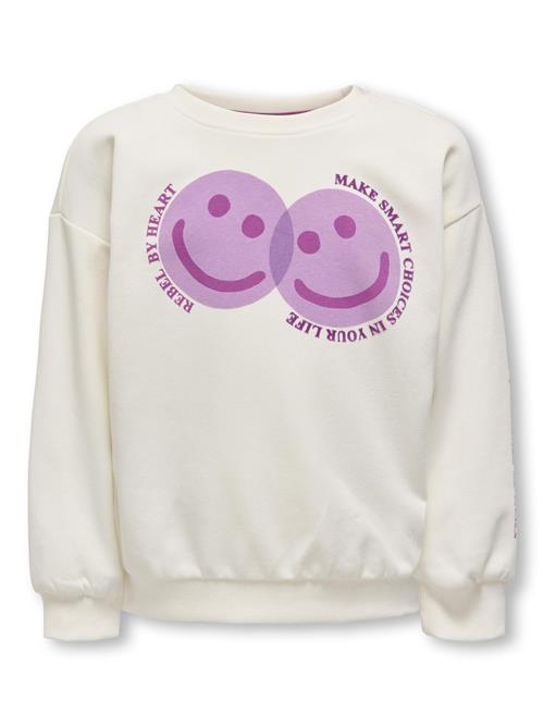 Se KIDS ONLY Sweatshirt 'KMGLeonora'  lavendel / pastellilla / uldhvid ved About You