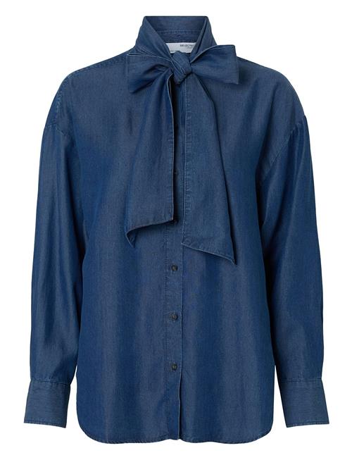 Slfjanna Ls Relaxed Chambray Shirt B Selected Blue
