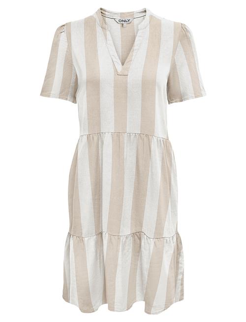 Onltiri-Caro S/S V-Neck Lin Dress Cc Pnt ONLY Beige