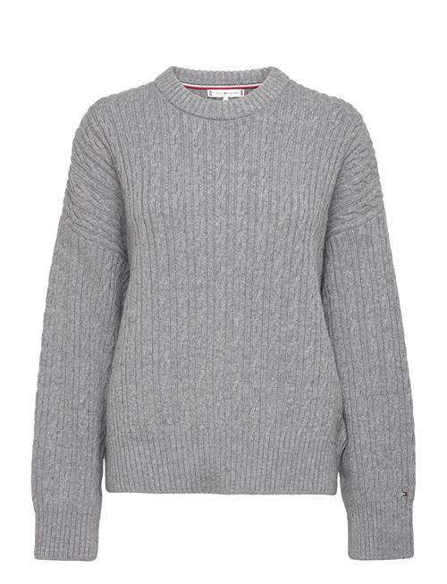 Se Cable All Over C-Nk Sweater Tommy Hilfiger Grey ved Booztlet