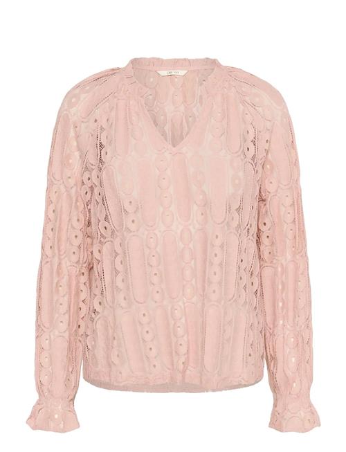 Se Crtully V-Neck Lace Blouse Cream Pink ved Booztlet