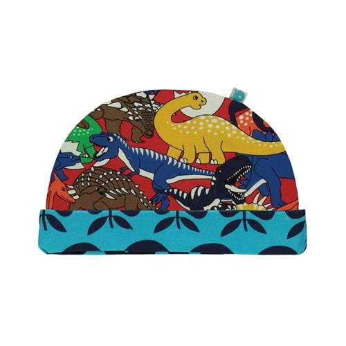 Småfolk Vendbar Hue Med Dinosaurprint Apple Red 6-8 Y  Rød  6-8 år  mand