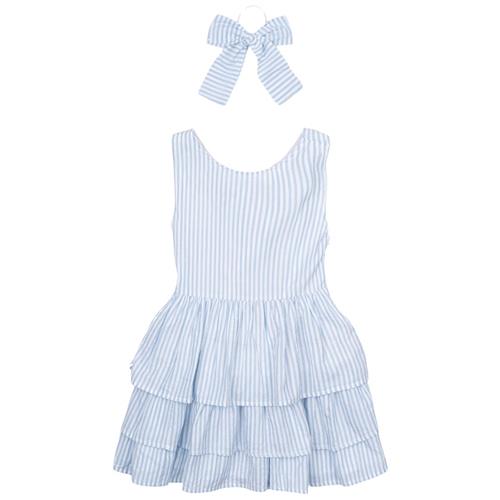 The New Nalani Kjole White Swan Striped 9-10 Y  Blå  9-10 år  kvinde