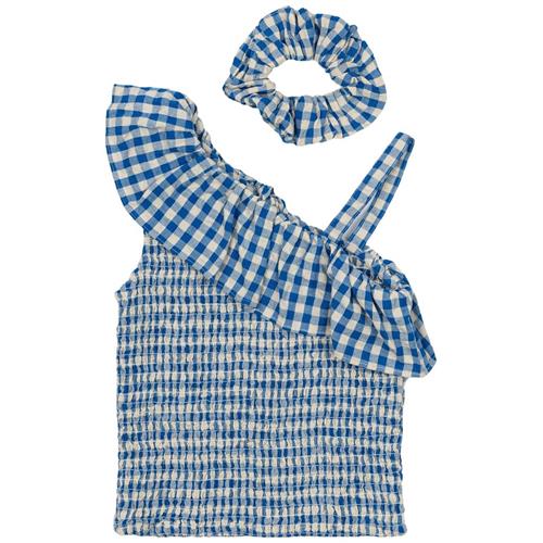 The New Nally Kort Top Daphne Check 9-10 Y  Blå  9-10 år  kvinde