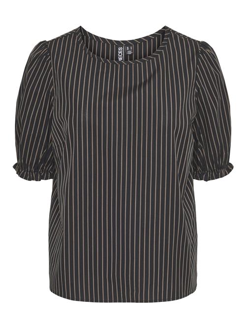 PIECES Bluse 'Penny'  brun / sort