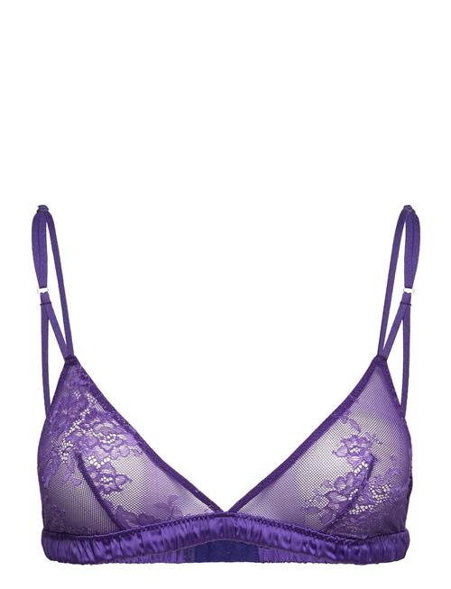 Se Lace Satin Triangle Bralette Understatement Underwear Purple ved Booztlet