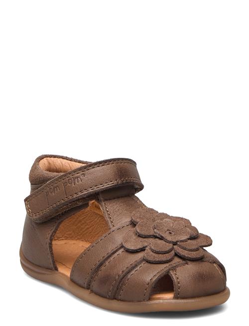 Starters™ Flower Velcro Sandal Pom Pom Brown