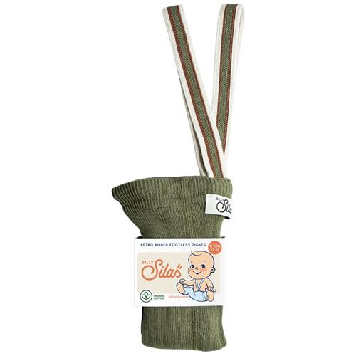 Silly Silas GOTS Fodløse Strømpebukser Olive Striped  3-4 Y  Grøn  3-4 år  unisex