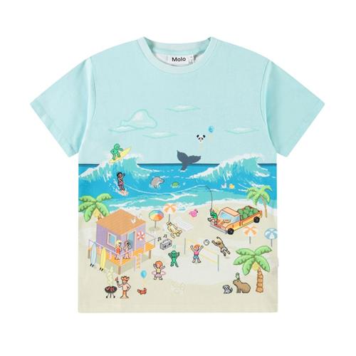 Molo Riley Short Sleeve T-Shirt Pixel Beach 98 cm  Blå  98 cm  mand