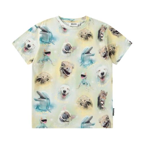 Molo Riley Short Sleeve T-Shirt Smiling Animals 92 cm  Beige  92 cm  mand