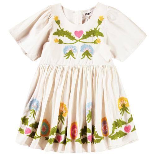 Se Molo Carlin Short-Sleeved Dress Dandelion Border 134/140 cm  Beige  134/140 cm  kvinde ved Babyshop
