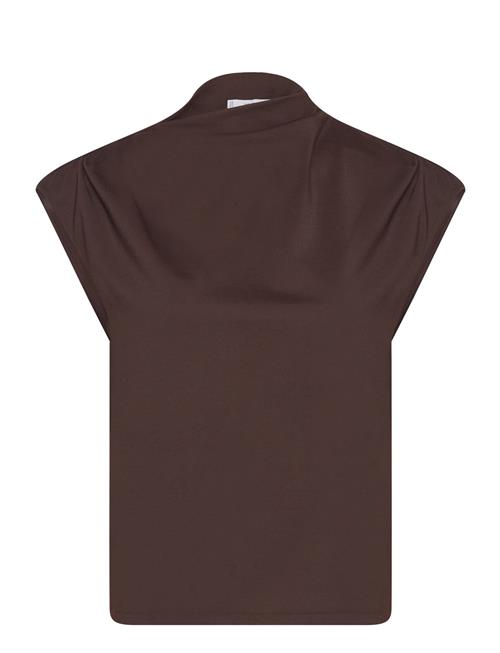 T-Shirt With Gathered Asymmetrical Neck Mango Brown