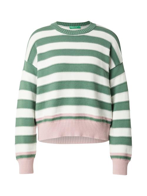 Se UNITED COLORS OF BENETTON Pullover  mørkegrøn / lyserød / hvid ved About You