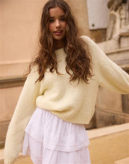 Nelly - Gul - Fuzzy Knit Sweater