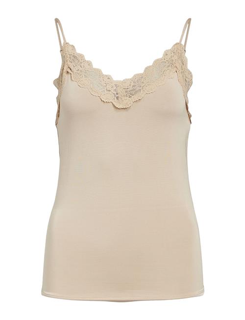 Se Objleena New Lace Singlet Noos Object Beige ved Booztlet