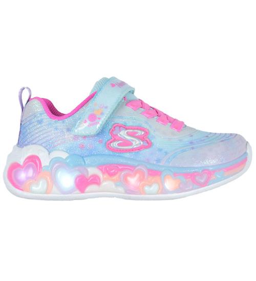 Se Skechers Sko m. Lys - Eternal Heart Lights - Lyseblå/Multi ved KidsWorld