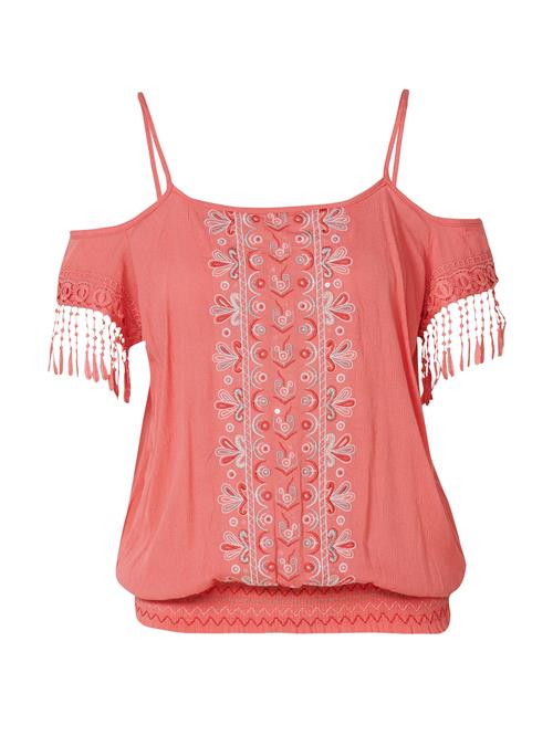 Se KOROSHI Bluse  pastelblå / koral / laks / hvid ved About You