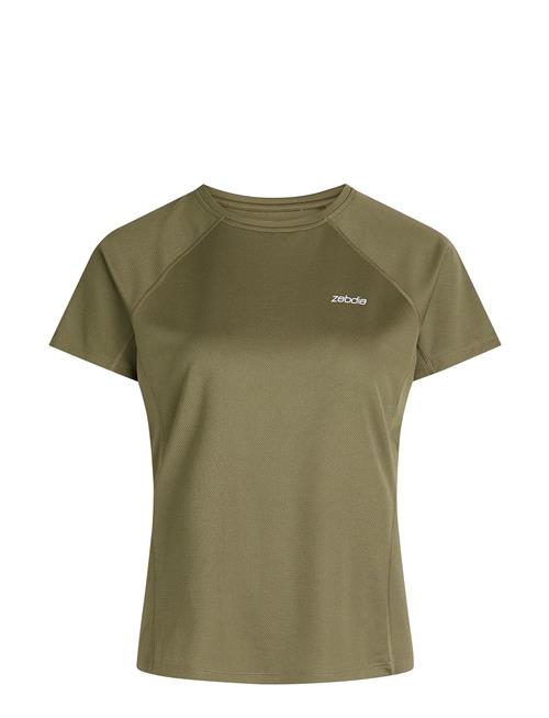 Women Sports T-Shirt With Chest Print ZEBDIA Khaki