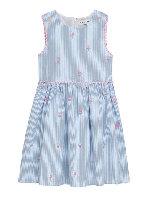 Danamade Kjole  dueblå / lilla / lys pink / hvid