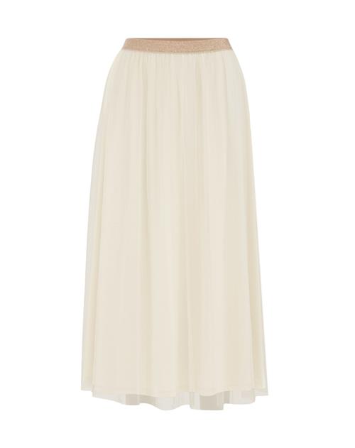 Se WE Fashion Nederdel  lysebeige / guld ved About You
