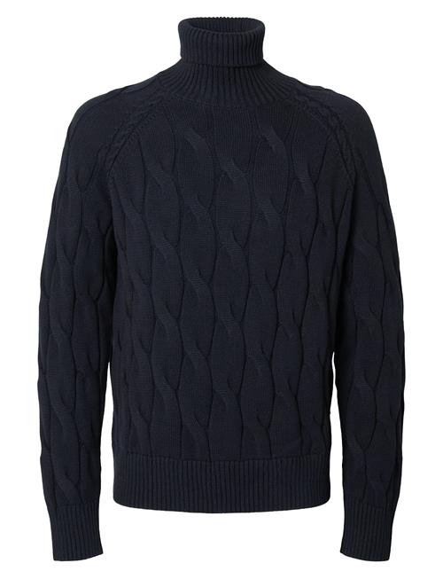 Slhcallo Ls Knit Relaxed Cable Roll Neck Selected Navy