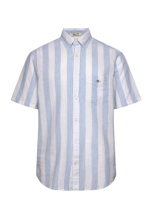 Reg Cotton Linen Stripe Ss Shirt GANT Blue