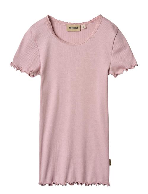 Rib T-Shirt Lace Ss Wheat Pink