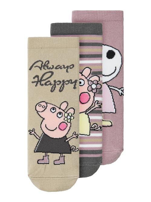 NAME IT Sokker 'NMFDASSA PEPPAPIG'  beige / mørkegrå / lysviolet / hvid