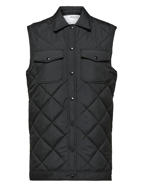 Slftinna Long Quilted Vest Selected Black