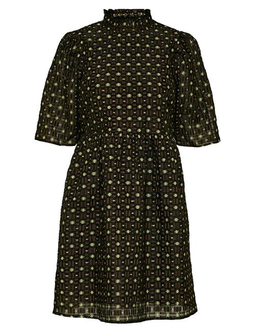 Slfsofine 2/4 Short Jacquard Dress B Selected Black