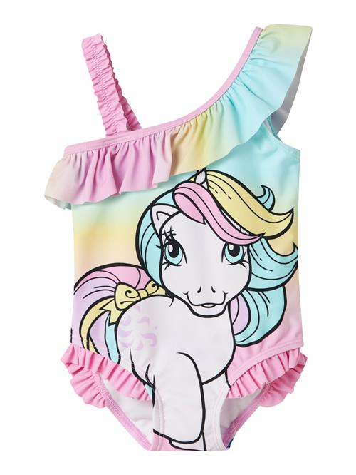 NAME IT Badedragt  lyseblå / honning / lys pink / sort