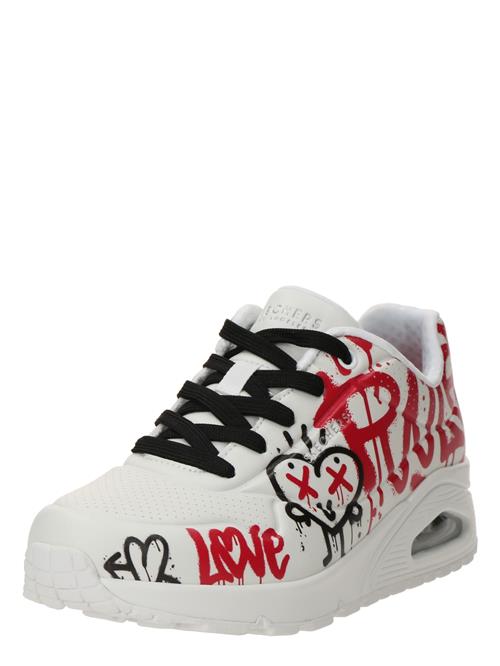 SKECHERS Sneaker low 'UNO - GRAFFITI LOVE'  carminrød / sort / hvid