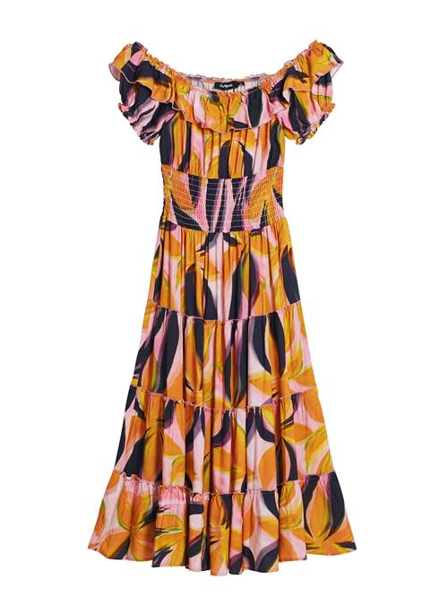 Desigual Kjole  gul / orange / pastelrød / sort
