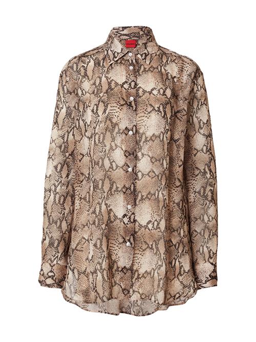 HUGO Bluse  creme / umbra / mørkebrun