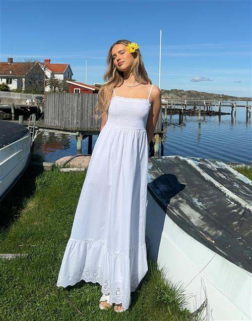Only - Hvid - Onllou Life Emb Smock Ankel Dress P
