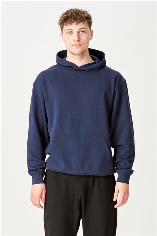 Hoodie uden snor - Navy - XS - TeeShoppen
