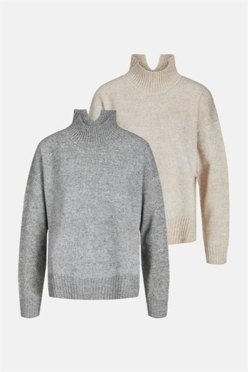 2 stk. Oversized Strikket Rullekravetrøje - Pakketilbud - Default Title - TeeShoppen