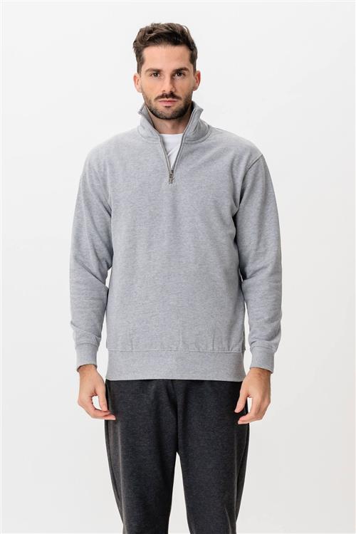 Sweatshirt Half Zip - Grå - XL - TeeShoppen
