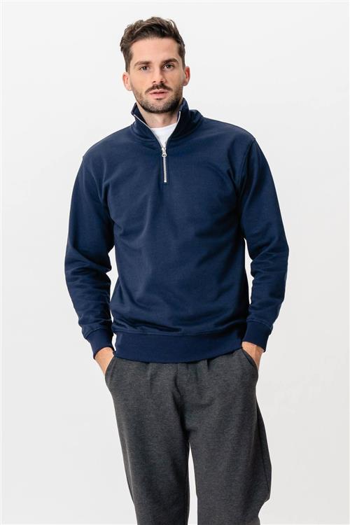Sweatshirt Half Zip - Navy - M - TeeShoppen