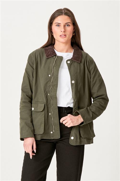 Twill Jakke - Mørk Oliven - XL - TeeShoppen