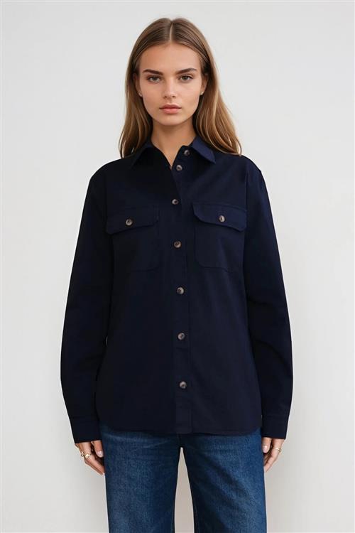 Amber Twill Skjorte - Navy - XS - TeeShoppen