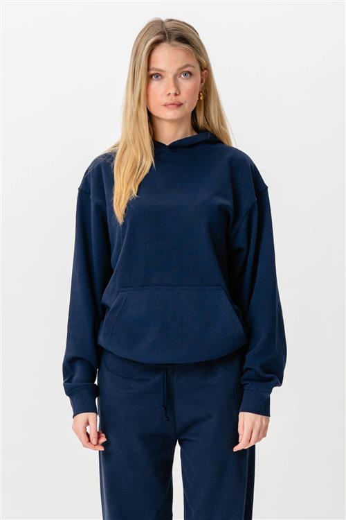 Hoodie Uden Snor - Navy - 3XL - TeeShoppen