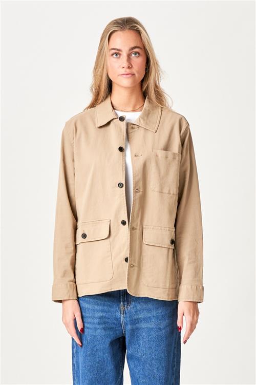 Twill Shacket - Beige - M - TeeShoppen