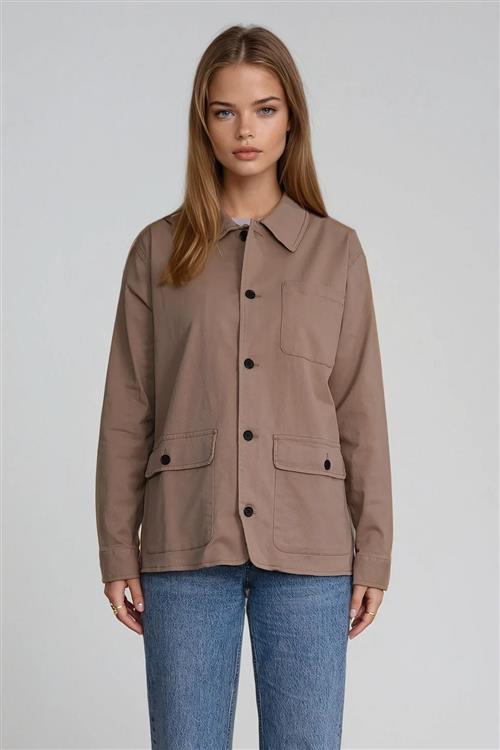 Twill Shacket - Beige - S - TeeShoppen