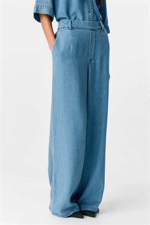 Frame Lisa Wide Pants - Light Blue Denim - M - Object