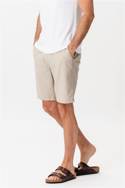 Hørshorts - Sand - M - TeeShoppen