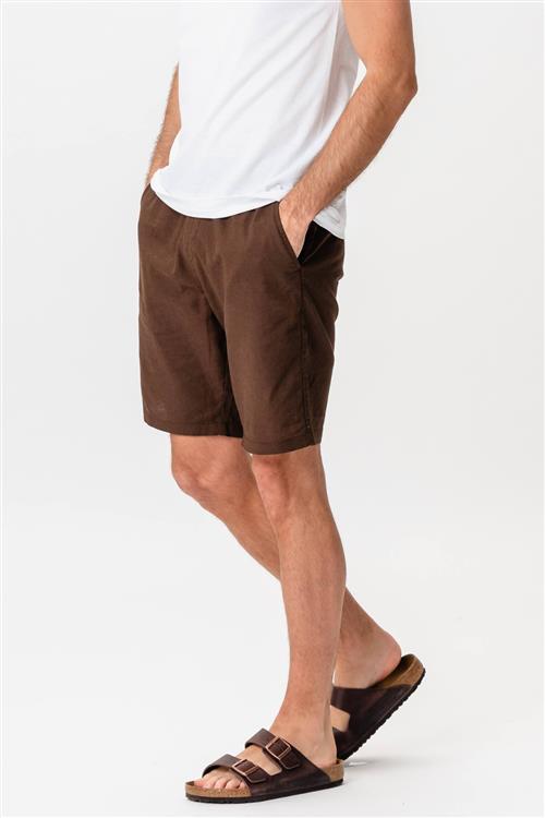 Hørshorts - Mørkebrun - M - TeeShoppen