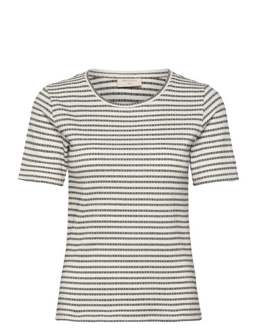 T-Shirt From Freequent In A Soft Material With A Ribbed Texture And Yarn Dyed St FREE/QUENT White