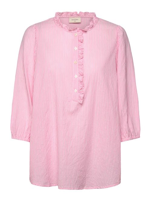 Blouse From Freequent In A Light Material With A Lovely, Striped Hole Pattern. T FREE/QUENT Pink